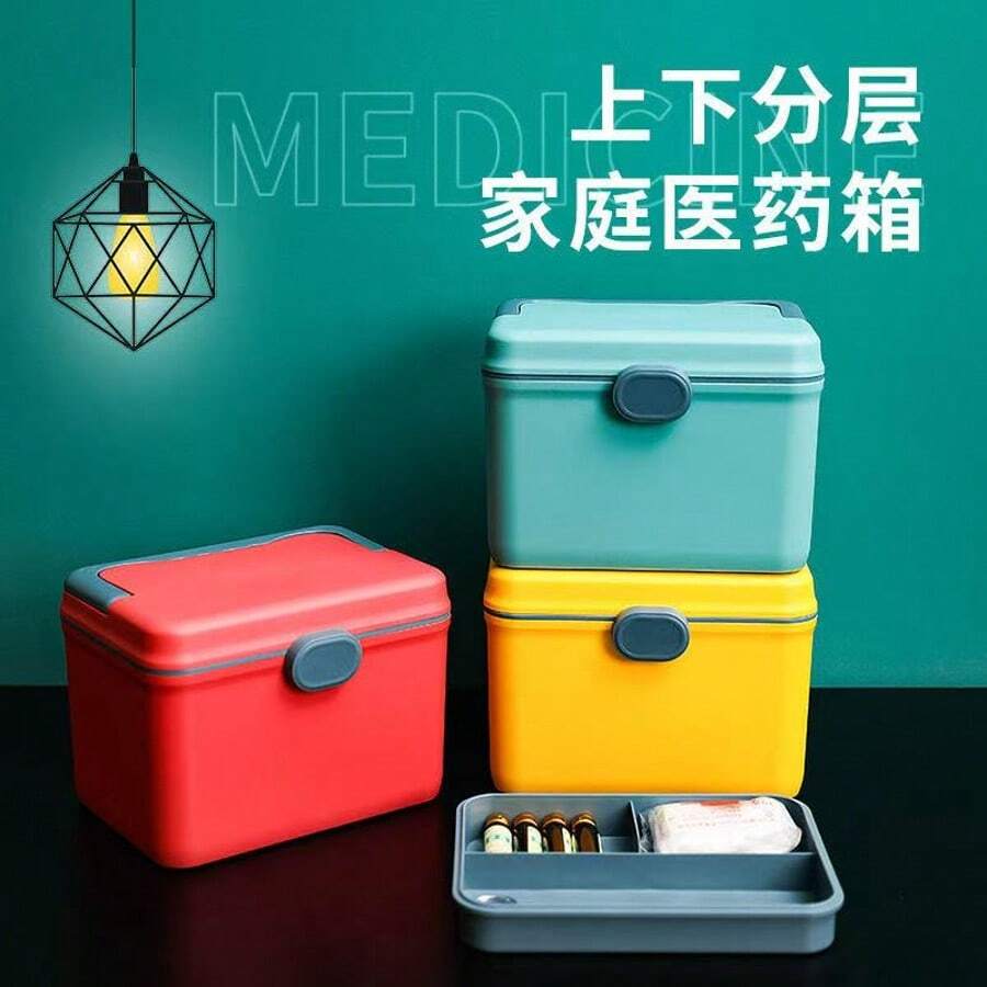 Large Capacity Portable Home Medical Box, Multi-Layer Plastic First Aid Emergency Medicine Storage Cabinet - Multicolor - View 1