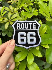Vintage Route 66 Embroidery Patch, Classic American Road Sign Decorative Badge, Iron On Patch Suitable For DIY Hats, Clothing, And Accessories