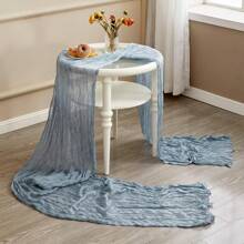 10pcs Rectangular Table Runner, 180*90cm, 300*90cm, 400*90cm, Cheese Cloth Table Runner, Boho Cheesecloth Table Cloth, Transparent Tablecloth, Suitable For Wedding Bride Baby Shower Birthday Or Holiday Party Cake Table Decor, Romantic Banquet Table Decor Chiffon Table Runner For Birthday, Wedding, Party, Holiday Celebration And Baby Shower