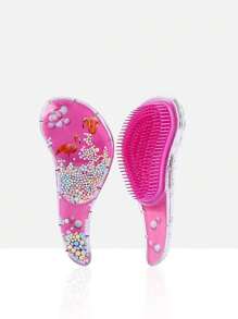 1件装迷你卡通梳子长发卷发气垫顺发梳按摩蓬松头发韩版便携居家女生梳子 - 玫紅色 - 查看 6