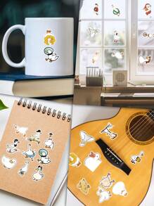 50 stuks Witte Gans Doodle Sticker Goedkope Sticker Vinyl Sticker Voor Dagboek Sticker Hand Tent Sticker Versier Feest Skateboard Telefoonhoesje Waterbeker Gitaar Sticker Sticker Diy Sticker Laptop Sticker