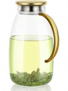 2-In-1 Glass Teapot 77 Oz, Heatproof Borosilicate Glass One-Touch Tea Kettle, Leakproof Infusion Beverage Pitcher - Multicolor - View 8