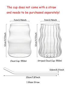1pc 550ml Glass Coffee Cup (Without Straw) For Home Use, Suitable For Women, Drinking Beverage Milk Tea Cup.Aesthetic Ripple Glass Cups, Wavy Design Tumblers, Clear Drinking Glasses For Iced Coffee, Modern Unique Glassware, Short Tumbler, Cold Drink Glasses, Creative Kitchen Glass, Decorative Water Cups.Very Suitable For Daily Use, Coffee And Tea Time, Home Decoration, Social Gatherings, Gift Giving, Photography Props, Restaurants Or Cafes, Etc