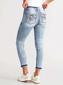 Ladies High Waist Slim Jeans Wash Stretch Jeans - Rửa nhẹ - Xem 1