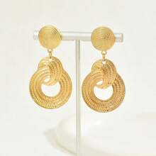 1 Pair Alloy Twisted Geometric Earrings, Suitable For Daily Wear