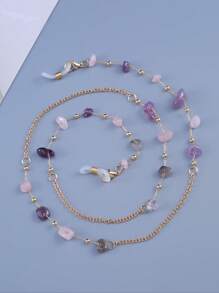 Cute 1pc Natural Stone & Alloy Chain Sunglasses Strap, Fashionable Non-Slip Adjustable Eyeglasses Holder For Women Glasses Accessories For Women - Multicolor - View 24