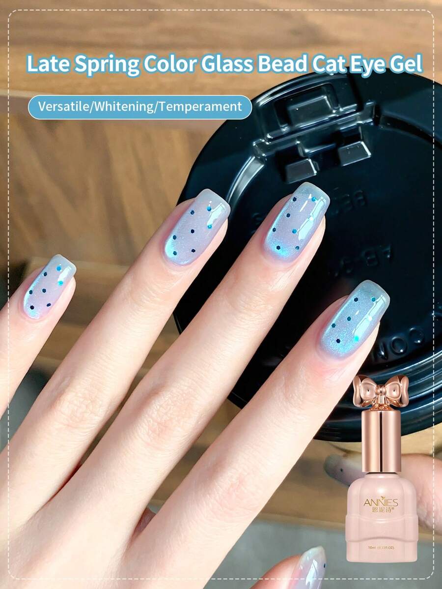 annies 10ml 1pc Ice Transparent Blue Cat Eye Magnetic Gel Polish Soak Off UV LED Varnish Semi Permanent Glass Bead Cat Eye Nail Art DIY - 彩色 - 查看 1