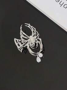 1件装女士纯色Y2K可爱时尚个性化骷髅头、幽灵爪、蜘蛛水晶仿珍珠合金大号发夹，发爪夹，日常发饰，秋冬假日装扮