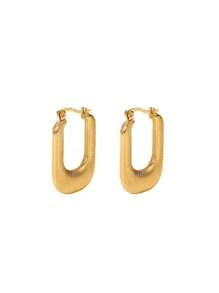One Pair Of Sophisticated Women's High-End Metallic Earrings - Stainless Steel Jewelry With Unique Luxury Design - Perfect For Fashion-Forward Individuals