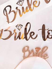 1/3/4 st Brud att ställas Sash & Strass Pannband Tiara & Axellängd Slöja Kit Möhippor Bröllopsdusch Bachelorette Bröllopsdekoration Tillbehör - Multifärgad - Visa 8