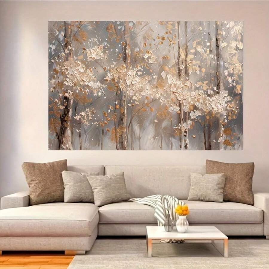 1pc Modern Textured Floral Elegance Wall Art, Interior Decoration Canvas Painting Art, For Living Room Bedroom Home Decor, No Frame