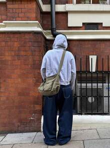 Grunge Goth Y2K Style Fashion Casual Pocket Young Street Personalized College Sports Loose Wide-Leg Versatile Dark Blue Men Denim Jeans - Dark Wash - View 5