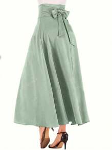 Women Casual Plaid Lace-Up A-Line Skirt, For Daily Wear