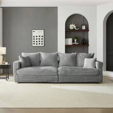 104.3" Plush Corduroy 4-Seat Sofa Modern Comfy Upholstered Sofa Cloud Couch Deep Seat Couches With Soft Pillows Convertible Deep Seat Sofa Lounge Chair For Living Room Bedroom Apartment Office