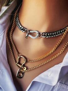 1pc Women's Necklace With Gold Chain Design, Available In Multiple Styles Including Pendant Options, Elegant And Refined For Everyday Wear - Multicolor - View 3