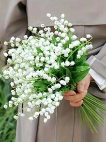 1PC/10PCS Artificial Lily Bouquet Plastic Artificial Flower Green Plant Stem Wedding Bride White Bouquet Used For Garden Room Desktop Vase Home Decoration Gifts Birthday Graduation