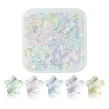 70Pcs 7 Colors Baking Paint Transparent Glass Beads Strands, Star, Mixed Color, 8x8x4mm, Hole: 0.8mm, 10pcs/Color