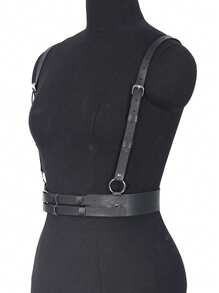 1 Classic Sexy Lingerie Accessory Fashion PU Leather Women's Black PU Leather Waist Shapewear Chest Drawstring Gothic Style Holiday Wear With A Belt