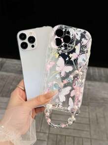 蝴蝶设计挂绳手机壳 - 基本保护性手机壳兼容 Iphone 11/12/13/14/12 Pro Max/11 Pro/14 Pro/15/XS Max/X/XR/7/8/8 Plus/16，生日、女朋友、男朋友的完美礼物 - 超级防震、防刮 - 彩色 - 查看 3