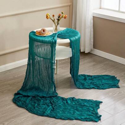 Camino de mesa de gasa tipo queso, estilo bohemio rústico y transparente, adecuado para bodas, fiestas, baby shower, cumpleaños y decoración del hogar
