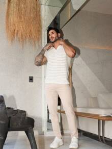 TRICOT DE LUXO camisa masculina blusa gola polo tricot verão primavera homens casual alta qualidade envio imediato dia dos pais - Branco - Visão 7