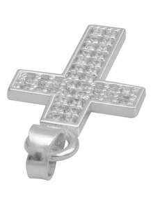 Cross Pendant Zirconia Baptism Woman Gift Silver 925 2.4 Cm - 白色 - 查看 4