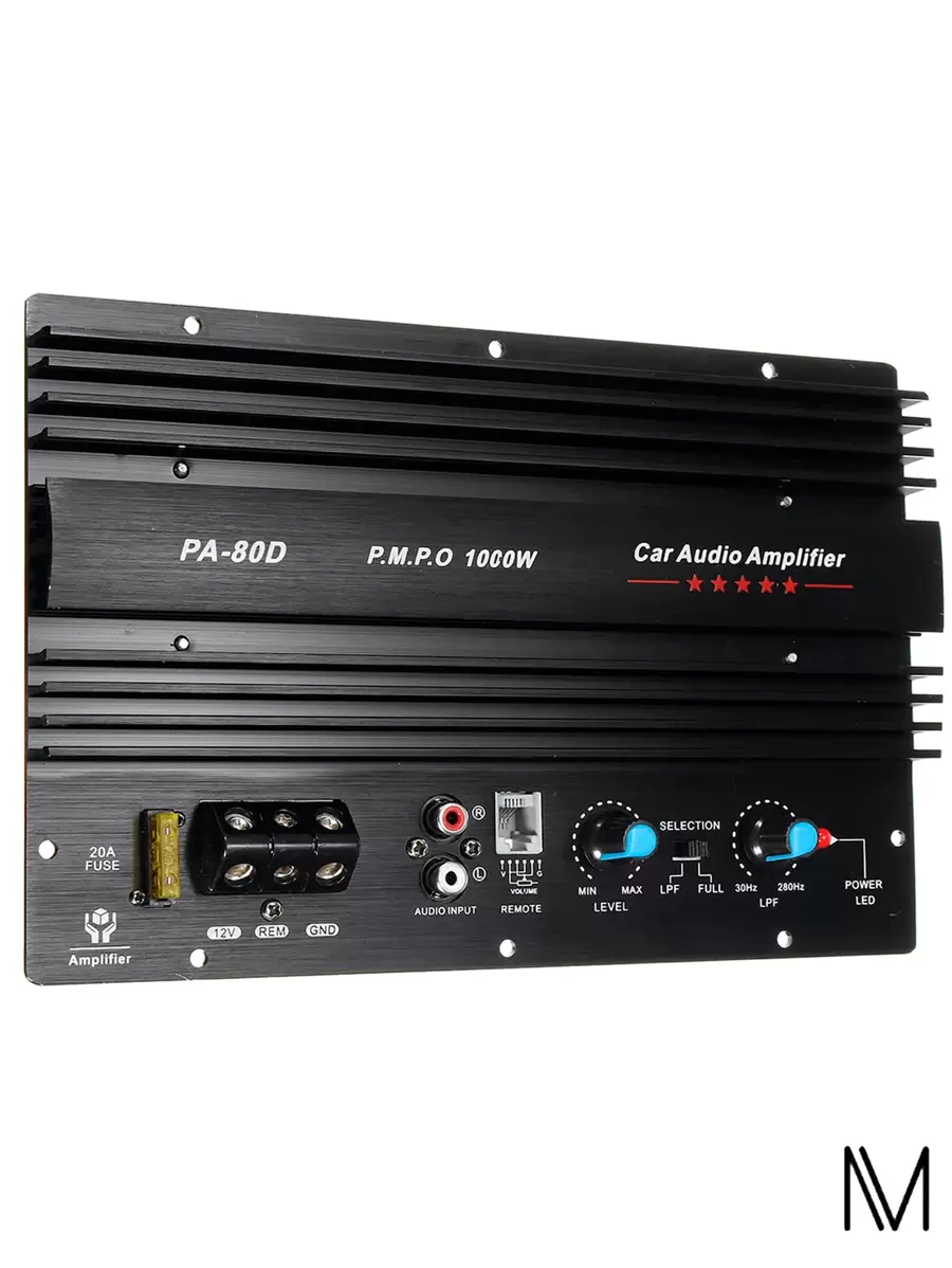 1000W 1 Channel Professional Car Amplifier - Black - View 1