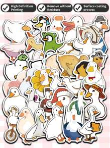 50 stuks Witte Gans Doodle Sticker Goedkope Sticker Vinyl Sticker Voor Dagboek Sticker Hand Tent Sticker Versier Feest Skateboard Telefoonhoesje Waterbeker Gitaar Sticker Sticker Diy Sticker Laptop Sticker