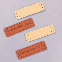[Customized] Sewing Labels - 10/100pcs Personalized Hand-Woven Faux Leather Labels For DIY Clothing, Bags, Hats, Scarves, Christmas And Halloween Handicrafts Gifts Sewing Accessories - Custom Text, Logo - Brown - View 1