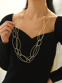 1pc Glamorous Exaggerated Hollow-Out Long Necklace For Women