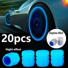 20pcs Luminous Tire Valve Caps, Glow In The Dark Tire Valve Covers For Bicycle, Motorcycle, Car Decoration Accessories