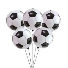 6pcs Black & White Polyester Thin Football Balloons, 22 Inch Football Balloons, 4D Football Balloons For Football Party Decor, Football Foil Balloons For Football Birthday Party - Multicolor - View 5