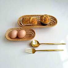 Đĩa trái cây/Đĩa ăn nhẹ bằng mây đan, Đĩa trà rỗng, Đĩa nhỏ thủ công, Đĩa trà chiều, Tấm lót cốc - Màu vàng - Xem 6