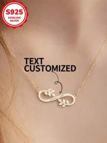 [Custom] 3.5g, 925 Sterling Silver, 1pc Personalized 8-Shaped Customized Necklace, Minimalist Versatile Necklace Accessory, Valentine's Day, Christmas Holiday Gift Customized Engraved Necklace, Custom Name Necklace Holiday Customized Engraved Gift (Custom Note Can Only Be In English, Other Languages Will Be Translated To English)