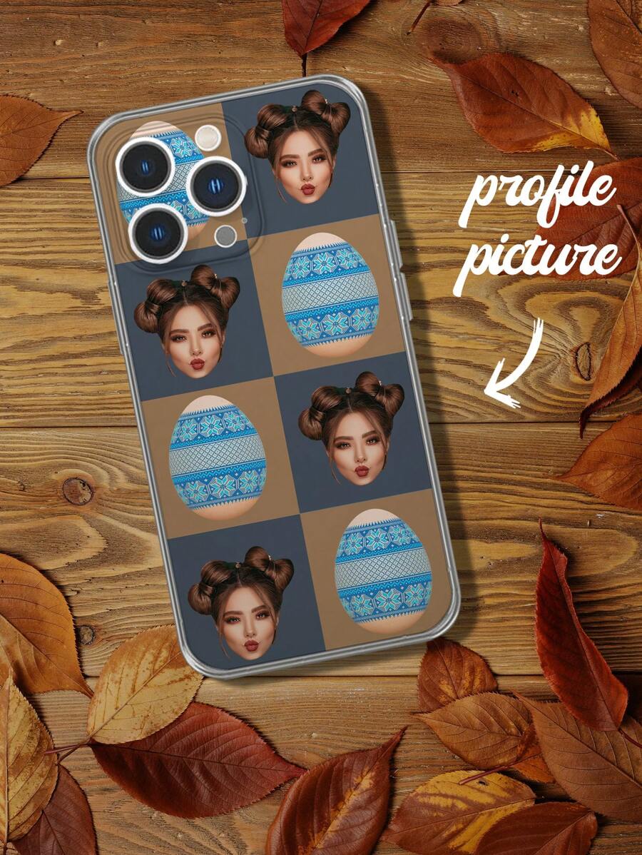 1 pièce Étui de téléphone en silicone personnalisable pour cadeau de Pâques avec nom et couleur imprimés. Protège-objectif, compatible avec Samsung et 16, 15, 14, 13, 12, 11 Pro Max - Transparent - Voir 1