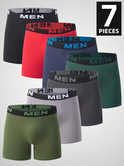 7pcs/Pack Teen Boy Mid Waist Square Cut Briefs