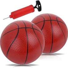 Grevosea 2 Kids Basketball Beach Bouncy Ball Mini Inflatable Basketball High Quality With Pump And Needle, Suitable For Indoor And Outdoor, Pool Party (5.5 Inch) - Multicolor - View 2