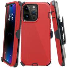 Rugged Shockproof Defender Phone Case Compatible With IPhone 17 / 16 / 15 / 14 / 13 / 12 / 11 / Plus / Pro / Pro Max / With Belt Clip - 紅色 - 查看 1
