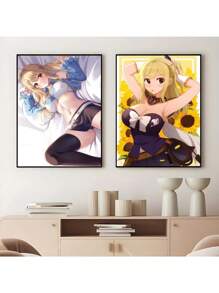 1 pièce Affiche de la canevas de peinture murale du personnage sexy de l'anime Lucy Heartfilia. Poster pour la décoration murale du salon, décoration de la maison. Peinture sans cadre. - Multicolore - Voir 4