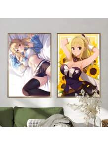 1 pièce Affiche de la canevas de peinture murale du personnage sexy de l'anime Lucy Heartfilia. Poster pour la décoration murale du salon, décoration de la maison. Peinture sans cadre. - Multicolore - Voir 6