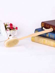 1pc Detachable Bamboo & Wood Bath Scrubber With Soft Bristles For Exfoliating & Massage Home Bathroom Decor Summer Back To School