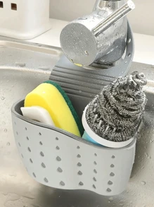 1pc Sink Hanging Drain Basket With Silicone Storage Box, Adjustable Shoulder Strap Drain Rack, Sponge Holder, Faucet Hanging Basket, Kitchen Storage Bag, Perfect For Storing Sponges And Rags In The Kitchen