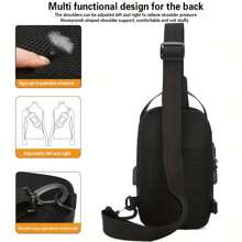 Fashionable Men's Waterproof Crossbody Bag, Outdoor Casual Chest Pack Sling Backpack For Phone And Documents Belt Bag Pouch - Black - View 8