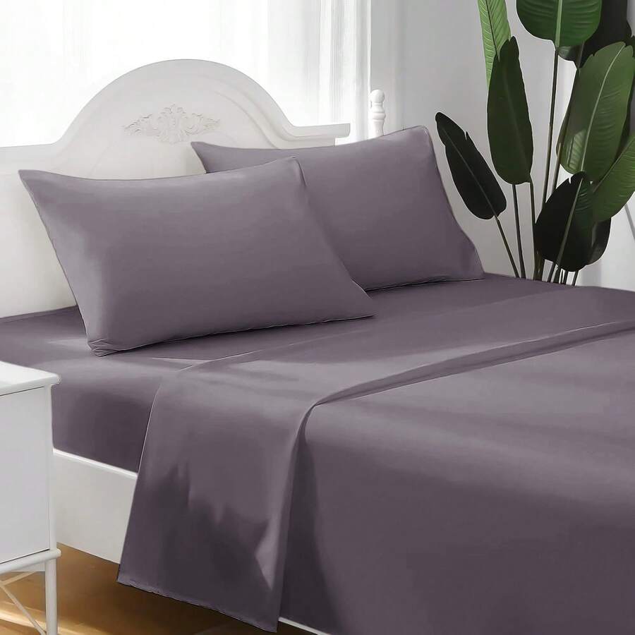 Luxurious And Breathable Bedding Set, Consisting Of 1 Flat Sheet, 1 Soft Bed Sheet And 1/2 Pillowcases - Ultra-Soft Cotton That Is Wrinkle-Resistant, Hypoallergenic And Easy To Care For. - Màu xám đen - Xem 1