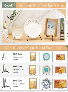 6 件装防滑展示盘架，4 6 8 英寸盘架展示架，相框架，锡画架，可容纳照片、装饰盘、平板电脑和桌面艺术品礼物生日毕业