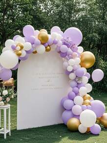 61/110pcs Purple Gold White Balloon Flower Balloon Latex Balloon Arch Set Suitable For Valentine's Day Bride Gift Giving,Golden Glitter Transparent Balloon,Engagement Wedding Party,Wedding Anniversary Decoration,Balloon Garland Kit,Wedding Balloons Set,Birthday Party Gifts Graduation Birthday Decorations Party Decorations Bachelorette Decor Graduation Decorations
