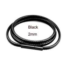 1pc/Lot Black Leather Chain Necklace For Diy Women Men Handmade Braid Rope Long Necklace 40/50/60/70CM Neck Pendant Chain Jewelry Gift