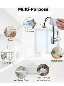 Reusable Cleaning Duster With Sponge - Wet Cleaning Tool For Dusting Blinds, Glass, Baseboards, Vents, Mirrors, Window Tracks