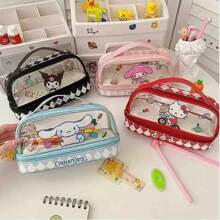 Sanrio 1pc Large Capacity Hello Kitty Pencil Case - Fun Cartoon Design With Kuromi, My Melody, And Cinnamoroll - , Portable Stationery Storage Box Suitable For School, Office, And Travel (Some Accessories Come In Random Colors)