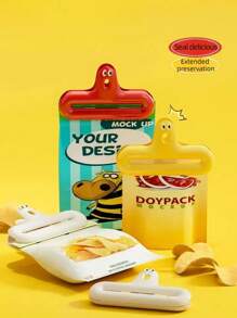1pc/2pcs Caterpillar-Shaped Sealing Clips - Moisture-Proof Snack Clips, Reusable Kitchen & Household Food Storage Clamps, Multi-Purpose Freshness Sealers